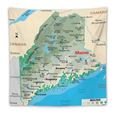 Puxufody Maps of Maine Tapestry Wall Hangings,Tapestries Home Decoration for Room and Bedroom