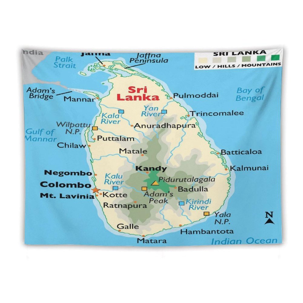 Puxufody Maps of Sri Lanka Tapestry Wall Hangings,Tapestries Home Decoration for Room and Bedroom