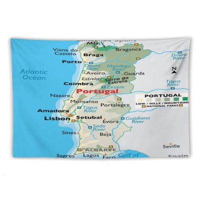 Puxufody Maps of Portugal Tapestry Wall Hangings,Tapestries Home Decoration for Room and Bedroom