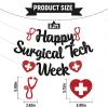 Happy Surgical Tech Week Banner - Surgical Technologist Appreciation Week Decor, Hospital Office Clinics, Thank You Nurse Doctor Party Decor 1 Black & Red Glitter view 2