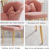 OZSSLJJ Kitchen Modern Velvet Home Office Chair Large Shell Metal Legs Cute Desk Makeup Dressing Table Lounge Chair(Pink,Gold legs) view 4