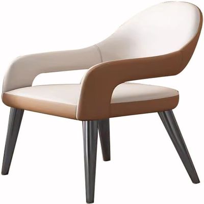 OZSSLJJ Modern Kitchen Dining Chair Leather Armchair with Wrought Iron Metal Chair Legs Suitable for Home Commercial Restaurant(Khaki)