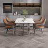 OZSSLJJ Modern Kitchen Dining Chair Leather Armchair with Wrought Iron Metal Chair Legs Suitable for Home Commercial Restaurant(Khaki) view 2