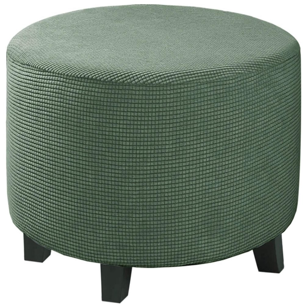 ZYANLING Round Ottoman Covers Slipcover Small/Large/Extra Large Velvet Footstool Slip Covers 36/40/55cm Thick Soft Jacquard Fabric Footrest Protectors Cover with Elastic Bottom