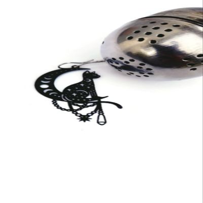 Black Cat Tea Infuser Strainer Metal Ball - Spooky Home Decor, Halloween Gift, Goth Themed Decorations