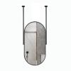 Black Metal Framed Oval Mirror with Ceiling-Mounted Boom, Vanity Mirror Bathroom Makeup Floating Mirror, Wall Decorative Hanging Mirror for Home Entryway(C,40cmx60cm) view 1