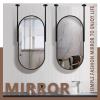 Black Metal Framed Oval Mirror with Ceiling-Mounted Boom, Vanity Mirror Bathroom Makeup Floating Mirror, Wall Decorative Hanging Mirror for Home Entryway(C,40cmx60cm) view 3
