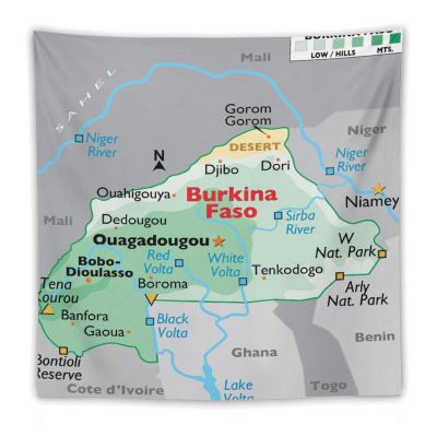 Puxufody Maps of Burkina Faso Tapestry Wall Hangings,Tapestries Home Decoration for Room and Bedroom