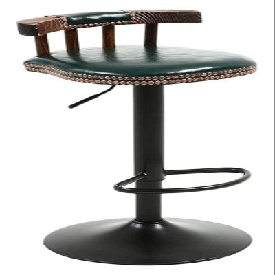 GTEFSWS Barstools American Lift Barstool, Wrought Iron High Stool Bar, Vintage Oil Wax Leather Material Bar Seat, Modern Minimalist Chair, Chair