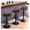 GTEFSWS Barstools American Lift Barstool, Wrought Iron High Stool Bar, Vintage Oil Wax Leather Material Bar Seat, Modern Minimalist Chair, Chair view 2