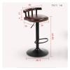 GTEFSWS Barstools American Lift Barstool, Wrought Iron High Stool Bar, Vintage Oil Wax Leather Material Bar Seat, Modern Minimalist Chair, Chair view 3