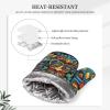 Oven Mitts and Pot Holders 2 pcs Heat Resistant Oven Glove Colorful Tiki mask Pattern Oven Mitt Non-Slip Oven Gloves for Cooking Kitchen Hot Pads for Grilling Microwave Baking BBQ view 3