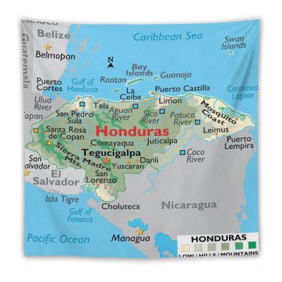 Puxufody Maps of Honduras Tapestry Wall Hangings,Tapestries Home Decoration for Room and Bedroom