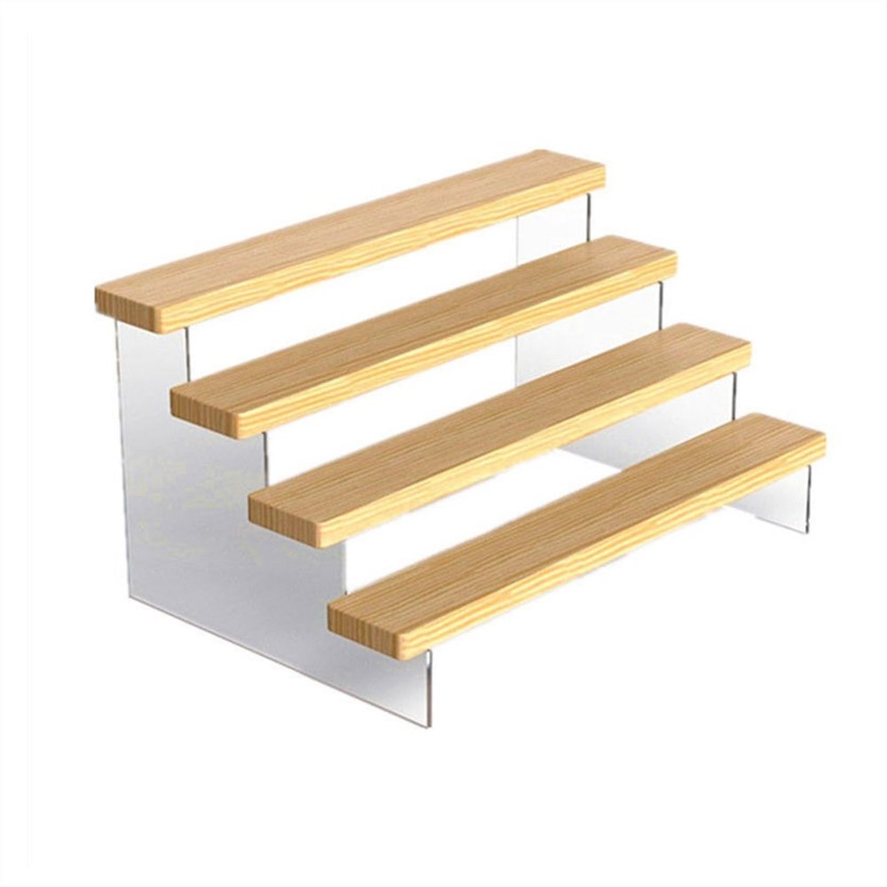 Glasses Holder Stand Window Eyeglasses Display Rack Hand Puppet Model Storage Rack Wooden Ladder Shape Display Rack Acrylic Decorative Shelf Spectacle Holder