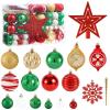 100PCS Christmas Tree Balls Ornaments Set with Topper, Gold+Red+Green+White Shatterproof Hanging Christmas Tree Decorations view 1