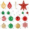 100PCS Christmas Tree Balls Ornaments Set with Topper, Gold+Red+Green+White Shatterproof Hanging Christmas Tree Decorations view 2