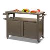 CHARMMA Grill Carts Outdoor Storage Cabinet with Wheels, Metal Outdoor Grill Table Kitchen Dining Table Cooking Prep BBQ Table for Patio, Kitchen Island, Home Party, Bar (Brown) view 1