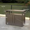 CHARMMA Grill Carts Outdoor Storage Cabinet with Wheels, Metal Outdoor Grill Table Kitchen Dining Table Cooking Prep BBQ Table for Patio, Kitchen Island, Home Party, Bar (Brown) view 2