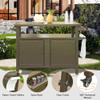 CHARMMA Grill Carts Outdoor Storage Cabinet with Wheels, Metal Outdoor Grill Table Kitchen Dining Table Cooking Prep BBQ Table for Patio, Kitchen Island, Home Party, Bar (Brown) view 4