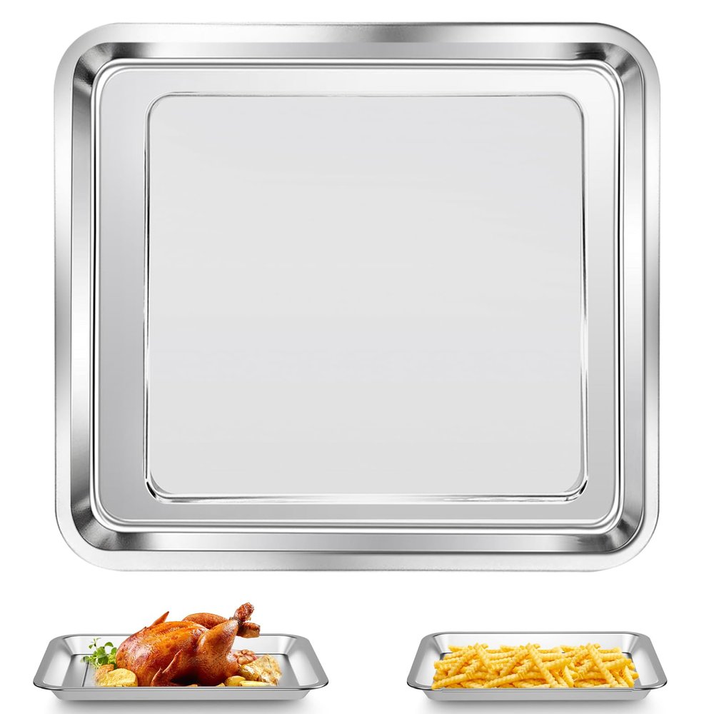 Air Fryer Baking Pan for Nuwave Bravo 12 in 1 21 Qt Air Fryer Toaster Oven, 11.2'' * 10.5'' Air Fryer Grill Pan Grill Plate Crisper Plate Rack Parts Accessories Tray