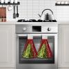 Lealeg Merry Christmas Tree Hanging Kitchen Towels Red Green Xmas Hand Towel with Hanging Loop Winter Holiday Hanging Dish Towels 2PCS Soft Absorbent Washcloth Tie Towel for Bathroom Kitchen 12x17 view 3