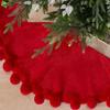 ORTIGIA Mini Red Christmas Tree Skirt 14 Inch with POM POM Soft Plush Faux Fur Xmas Tree Skirt for Table Top Tree Mini Small Christmas Tree Home Holiday Party Ornaments Indoor Decor Decoration view 1