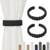 NICEEC 2 Pack Natural Cotton Rope Curtain Tiebacks Farmhouse Rustic Style Decorative Drape Tie Backs Handmade Braided Curtain Holdbacks for Home & Office Sheer/Light Weight Drapery (C-Black-S) view 1