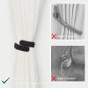 NICEEC 2 Pack Natural Cotton Rope Curtain Tiebacks Farmhouse Rustic Style Decorative Drape Tie Backs Handmade Braided Curtain Holdbacks for Home & Office Sheer/Light Weight Drapery (C-Black-S) view 2