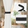 NICEEC 2 Pack Natural Cotton Rope Curtain Tiebacks Farmhouse Rustic Style Decorative Drape Tie Backs Handmade Braided Curtain Holdbacks for Home & Office Sheer/Light Weight Drapery (C-Black-S) view 3