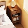 Solid Wood Small Bedside Cabinet Bedroom with Lock Locker Modern Minimalist Bedside Narrow Slit Storage Cabinet view 2