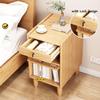 Solid Wood Small Bedside Cabinet Bedroom with Lock Locker Modern Minimalist Bedside Narrow Slit Storage Cabinet view 3