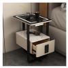 YOIPOA Nightstand Bedside Smart Nightstand with Charging Station High Gloss Led with Smart Combination Lock Bedroom Bedside Cabinet Safe and Stable view 1