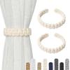 NICEEC 2 Pack Natural Cotton Rope Curtain Tiebacks Farmhouse Rustic Style Decorative Drape Tie Backs Handmade Braided Curtain Holdbacks for Home & Office Sheer/Light Weight Drapery (C-Beige-S) view 1