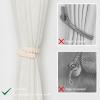 NICEEC 2 Pack Natural Cotton Rope Curtain Tiebacks Farmhouse Rustic Style Decorative Drape Tie Backs Handmade Braided Curtain Holdbacks for Home & Office Sheer/Light Weight Drapery (C-Beige-S) view 2