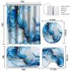 Lnond 4Pcs Bathroom Sets with Shower Curtain and Rugs, Marble Bathroom Shower Curtain Sets, Blue Gold Modern Art Bathroom Sets with Rugs and Accessories view 2