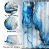 Lnond 4Pcs Bathroom Sets with Shower Curtain and Rugs, Marble Bathroom Shower Curtain Sets, Blue Gold Modern Art Bathroom Sets with Rugs and Accessories view 3