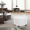 CLGTY Ottoman Cover Round, Stretch Velvet Storage Ottoman Slipcover Removable Round Footrest Stool Covers Washable Folding Storage Stool Furniture Protector with Elastic Bottom-Ivory-Medium view 2