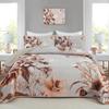 Khaki Quilt Set King Size Bedding Set 3 Pieces Boho Floral Quilt Bedspread Soft Microfiber Lightweight Flower Coverlet Set with 2 Pillow Shams for All Season 90"x104" view 1