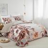 Khaki Quilt Set King Size Bedding Set 3 Pieces Boho Floral Quilt Bedspread Soft Microfiber Lightweight Flower Coverlet Set with 2 Pillow Shams for All Season 90"x104" view 2