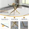 Round Dining Table Set for 2, Modern 3 Piece Dining Room Set w/36 Round Glass Gold Kitchen Table and 2 Grey Velvet Upholstered Chairs, Round Coffee Table Set for Living Room Apartment view 3