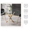 Round Dining Table Set for 2, Modern 3 Piece Dining Room Set w/36 Round Glass Gold Kitchen Table and 2 Grey Velvet Upholstered Chairs, Round Coffee Table Set for Living Room Apartment view 4