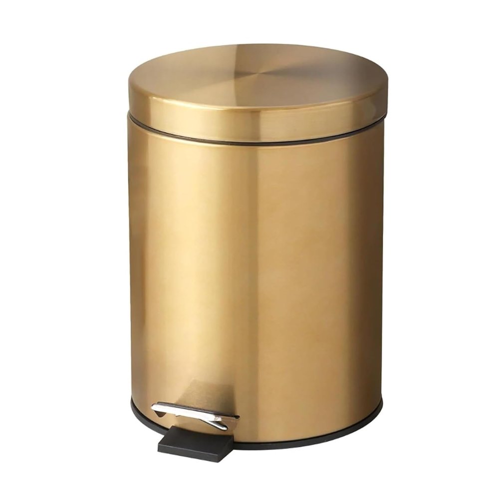YUJUNDZSW Garbage Cans 5l Modern Stainless Steel Hotel Bathroom Living Room Dust Bin and Kitchen Household Metal Garbage Can Gold Foot Trash