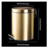 YUJUNDZSW Garbage Cans 5l Modern Stainless Steel Hotel Bathroom Living Room Dust Bin and Kitchen Household Metal Garbage Can Gold Foot Trash view 2