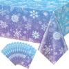 12Pack Winter Snowflake Plastic Tablecloth Decorations, Blue and Purple Snowflake Winter Wonderland Disposable Table Cover for Christmas Holiday New Year Party Supplies Decorations, 54x108 Inch view 1