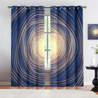 FIHIOJA Blue Spiral Black Hole Print Curtain, Abstract Vertigo Art Design Blackout Window Curtain, Grommet Thermal Insulated Window Curtain, for Bedroom Living Room Home Decor - 42x63in