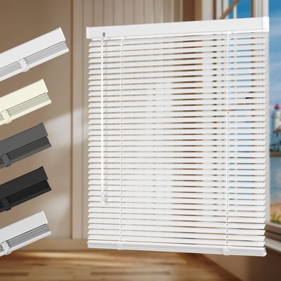 HOTSOON Aluminum Mini Blinds 1 Inch Metal Slat Darkening Venetian Blind New Cordless Horizontal Window Blinds Anti-UV Waterproof Venetian Blind for Office Home Windows, White, 19" W x 64" H