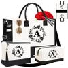 Adoryoung Monogrammed Tote Bags, Makeup Bag with Zipper, Travel Gift, 3PCS Initial Personalized Monogram Tote Bags for Women, Mother Gifts, Birthday Tote Letter Canvas Bag for Women (A) view 1
