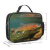 NQLYUT Lunch Bag for Women Men Lunch Box Reusable Brook Trout Fly Fishing Lunch Tote Bag Leakproof Lunch Cooler Bag for Work, 27x21x9cm view 2