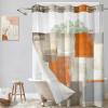 Lnond No Hooks Shower Curtain with Snap in Liner, Orange Grey Abstract Hookless Shower Curtain for Bathroom, Machine Washable, 71" (W) X 74" (H) view 1