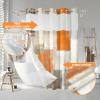 Lnond No Hooks Shower Curtain with Snap in Liner, Orange Grey Abstract Hookless Shower Curtain for Bathroom, Machine Washable, 71" (W) X 74" (H) view 3